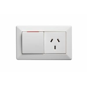 Legrand CM787WE Como Series Power Point, Horizontal Single GPO, 10A, 240V AC, Flush Mount, 8mm Plate Thickness, Matte White