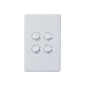 Legrand ED770/4IPWE Excel Life Dedicated Plate Series Switch, Weatherproof, IP66, Single Pole Double Throw, Flush, 4 Gang, Vertical, 240V 16AX, 1 or 2 Way, White Electric