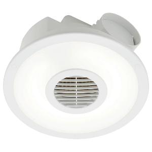 Mercator BE220FSP Skyline Round Ceiling Exhaust Fan  and  Light, 30W, 250m3/h Airflow, Ducted, IP45, 250mm Cut Out, 290mm Diameter, White