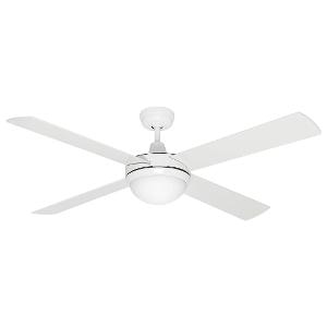 Mercator CAPRICE Ceiling Fan with Light, 52in, 4 Blade, AC Motor, 8000m³/hr Airflow, 3-Speed Wall Controller, Indoor Use, White