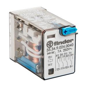 NHP 5534004024VDC Finder Miniature General Purpose Relay, 4C/O, 7A, 24V DC, Monostable, 36.7mm x 20.7mm x 27.7mm, Silver