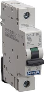 NHP DTCB10104C Din-T Series Miniature Circuit Breaker, MCB, 1 Pole, 4A, 240V, C Curve, 10KA, Din Rail Mount, 1 Module