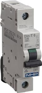 NHP DTCB6163C Din-T Series Miniature Circuit Breaker, MCB, 1 Pole, 63A, 240V, C Curve, 6KA, Din Rail Mount, 1 Module
