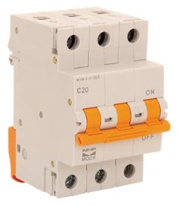NHP MOD6310 Mod6 Series Miniature Circuit Breaker, MCB, 3 Pole, 10A, 415V, C Curve, 6KA, Din Rail Mount, 3 Module