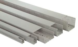 NHP T1E40X80G Iboco Slotted Duct, Narrow Slotted, Open Slot Cable Duct, 40mm x 80mm, PVC, Grey, 2 mtr Length