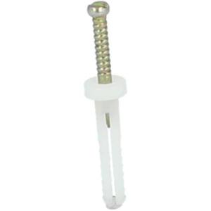 Ramset 9310535021588 Nylon Anchors, Round, 5mm x 25mm, Light-Duty, 100 Pack, Impact/Rotation Setting, Interference Fit, Concrete/Brick Use, White