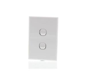 Ravelo S2 Switch, Single Pole, Flush, 2 Gang, Vertical, 240V 16A, 1 or 2 way, White Electric