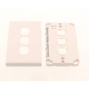 Ravelo S3P Grid Plate & Cover, Switch Plate, 3 Gang, Less Mechs, Flush, Vertical/Horizontal, Gloss White