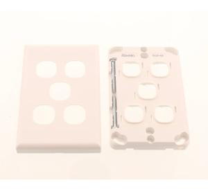 Ravelo S5P Grid Plate & Cover, Switch Plate, Less Mechs, Flush, Vertical/Horizontal, 5 Gang, Gloss White