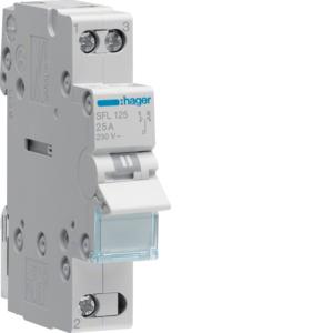 Hager SFL125 Change Over Switch, 1 Pole, 25A, 240V, 2 Position, Din Rail Mount, 1 Module