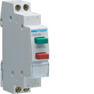 Hager SVN391M Double Push Button, Impulse, 1 N/O + 1 N/C Contacts, 240V, 16A, 1 Pole, Single Pole, Din Rail Mount, 1 Module