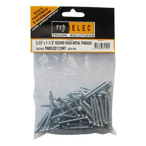 Repelec TNB532112MT Metal Thread Screws, Machine Screws, Round Head, Combination Flat/Phillips Head, Zinc Plated Steel, 5/32" x 1.1/2", 100 Pack