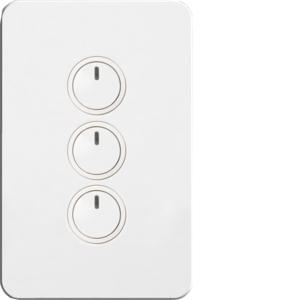 Hager WBSEV3 Silhouette Series LP Electronic Switch,  Single Pole, Flush, 3 Gang, Vertical, 240V,  Gloss White