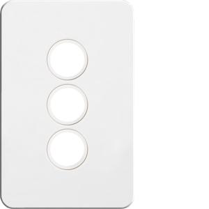 Hager WBSSP3 Silhouette Series Grid Plate & Cover, Switch Plate, 3 Gang, Less Mechs, Flush, Vertical/Horizontal, Gloss White