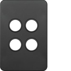 Hager WBSSP4-MB Silhouette Series Grid Plate & Cover, Switch Plate, Less Mechs, Flush, Vertical/Horizontal, 4 Gang, Matt Black