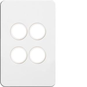 Hager WBSSP4 Silhouette Series Grid Plate & Cover, Switch Plate, Less Mechs, Flush, Vertical/Horizontal, 4 Gang, Gloss White