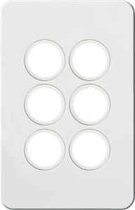Hager WBSSP6-MW Silhouette Series Grid Plate & Cover, Switch Plate, Less Mechs, Flush, Vertical/Horizontal, 6 Gang, Matt White