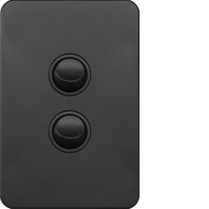 Hager WBSSV2-MB Silhouette Series Switch, Single Pole, Flush, 2 Gang, Vertical, 250V 16AX, 1 or 2 Way, Matt Black