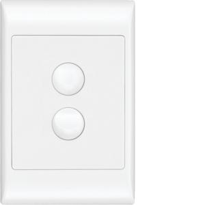 Hager WBSV2 Premiere Series Switch, Single Pole, Flush, 2 Gang, Vertical, 250V 16AX, 1 or 2 Way, Gloss White
