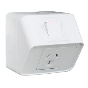 Hager WBWP1S-W Weatherproof 10A Single GPO White