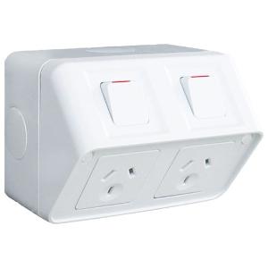 Hager WBWP2S-W Weatherproof 10A Double GPO White