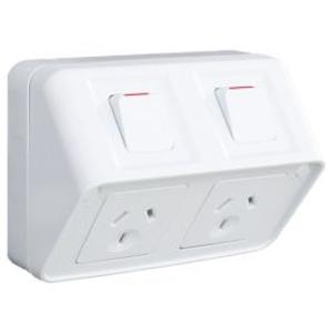 Hager WBWP2SH-W Weatherproof 10A Double GPO Shallow White
