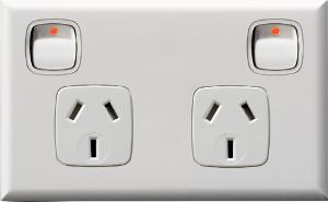 HPM XLP777WEWE Excel Series GPO, Double, Powerpoint, Switchplug Combination, Single Pole, Flush, Horizontal, 240V 10A, 3 Pin, White Electric