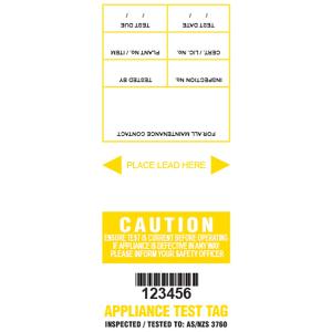 MMS Safety MMSSLNY Self Laminating Heavy Duty Appliance Test Tag, Yellow, 110mm x 46mm, Pack of 100 with Marking Pen, New South Wales (NSW) Only, September to November