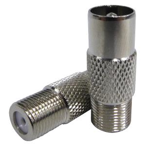 Matchmaster DA-A2H Coaxial Adaptor, 'F' Female to IEC (PAL) Male Adaptor (10 Pack), Used to convert 'F' type male connectors to IEC (PAL) male