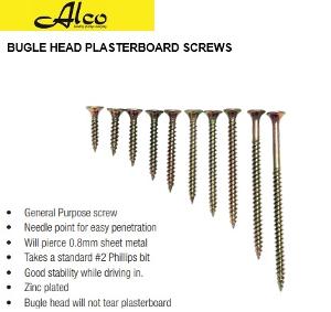 Alco B740/100 Screw Bugle head plasterboard screws Yellow Zinc Plated 7G x 40mm pack of 100