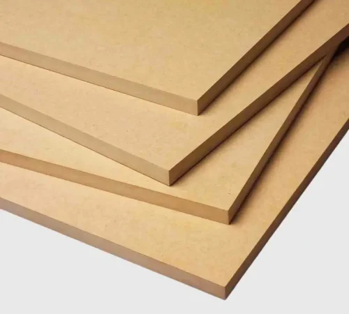Stack of plywood sheets in varying thicknesses viewed from an angled perspective, showing layered edges.