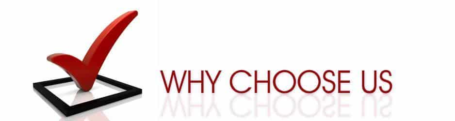 Red checkmark over a black-and-white ballot box next to the words 'WHY CHOOSE US'